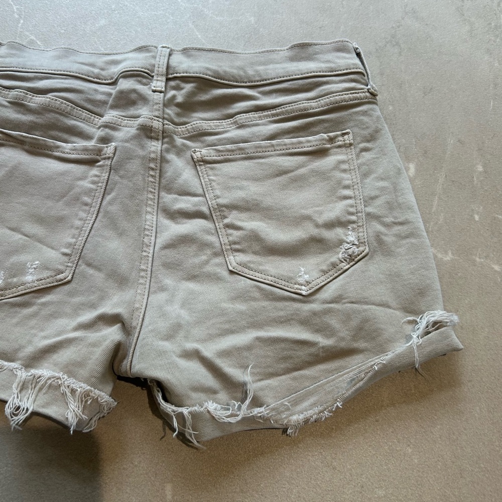 Distressed Mid Rise Boyfriend Gray Jean Shorts - Picture 6 of 8